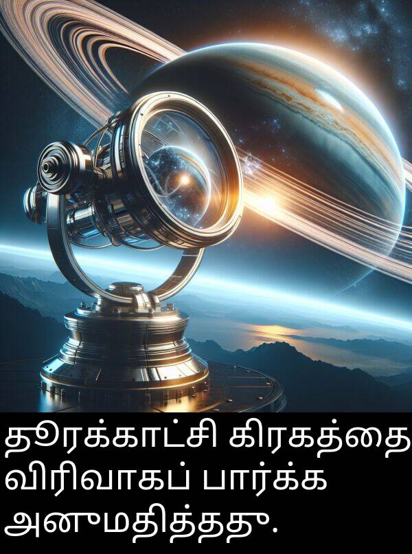 பார்க்க: தூரக்காட்சி கிரகத்தை விரிவாகப் பார்க்க அனுமதித்தது.