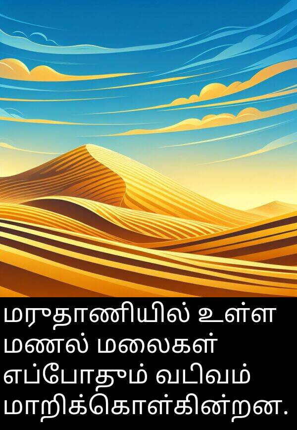 உள்ள: மருதாணியில் உள்ள மணல் மலைகள் எப்போதும் வடிவம் மாறிக்கொள்கின்றன.