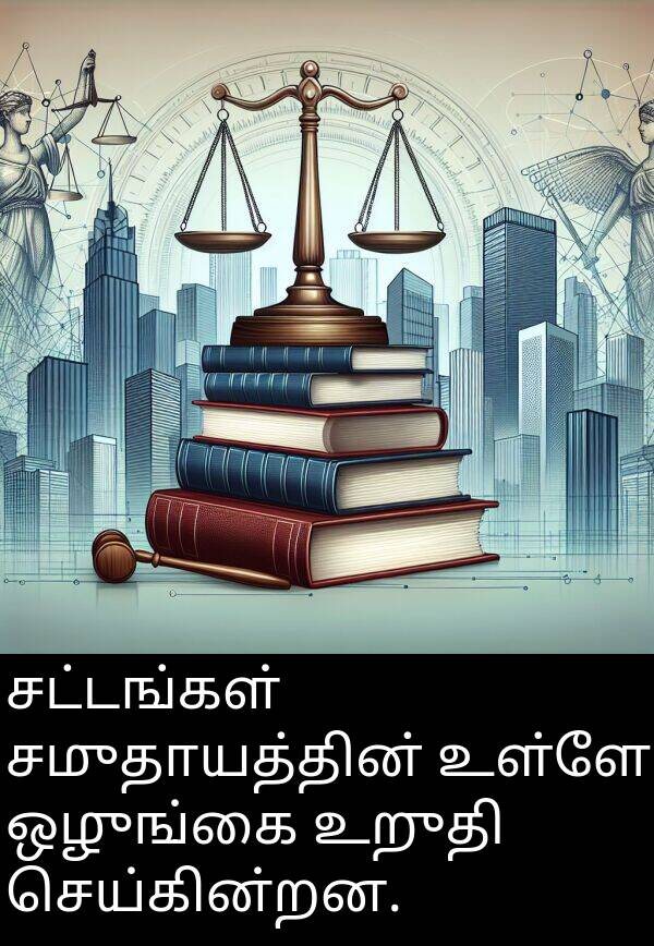 உறுதி: சட்டங்கள் சமுதாயத்தின் உள்ளே ஒழுங்கை உறுதி செய்கின்றன.