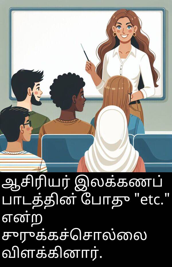 இலக்கணப்: ஆசிரியர் இலக்கணப் பாடத்தின் போது "etc." என்ற சுருக்கச்சொல்லை விளக்கினார்.