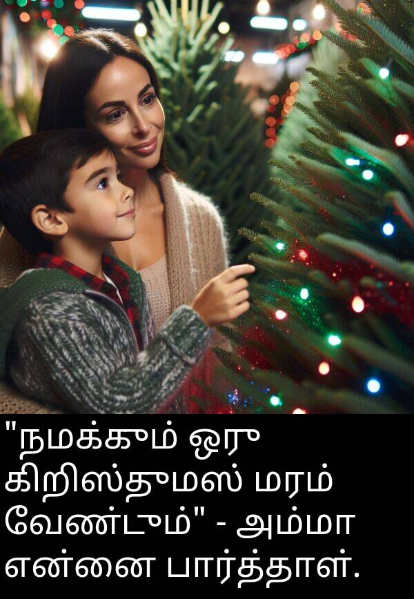 பார்த்தாள்: "நமக்கும் ஒரு கிறிஸ்துமஸ் மரம் வேண்டும்" - அம்மா என்னை பார்த்தாள்.