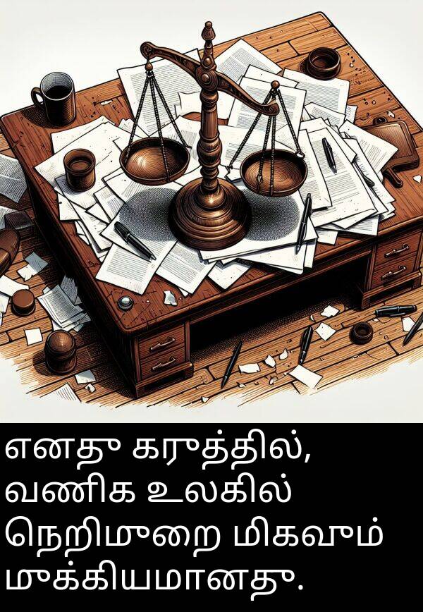 கருத்தில்: எனது கருத்தில், வணிக உலகில் நெறிமுறை மிகவும் முக்கியமானது.
