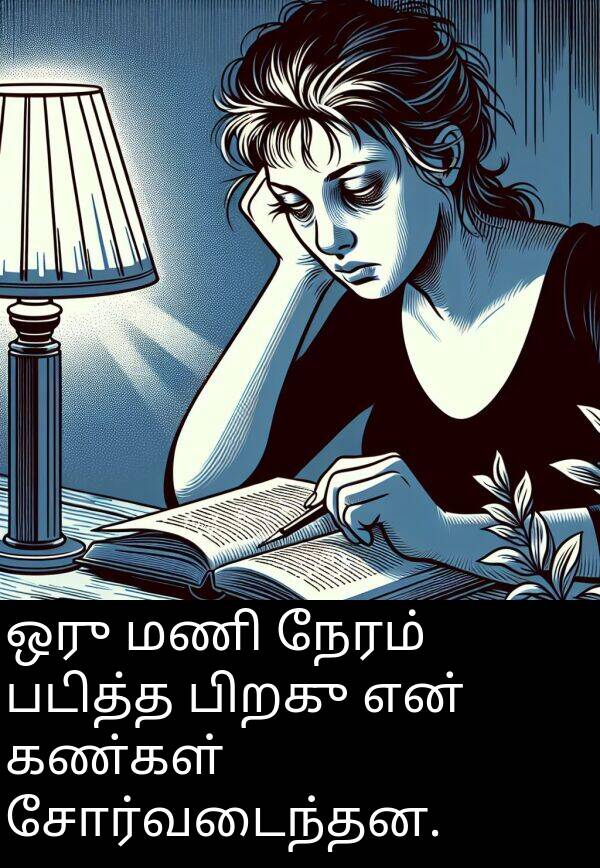 பிறகு: ஒரு மணி நேரம் படித்த பிறகு என் கண்கள் சோர்வடைந்தன.