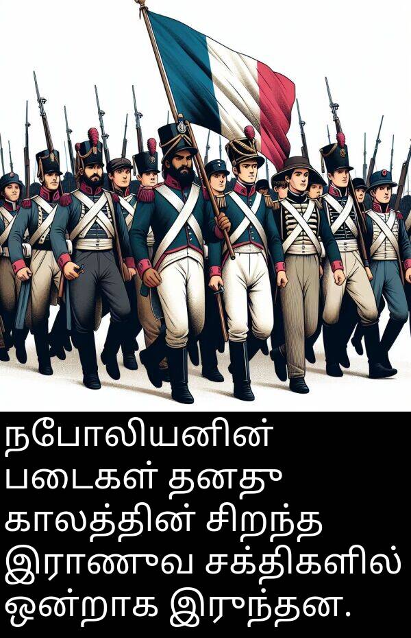 இருந்தன: நபோலியனின் படைகள் தனது காலத்தின் சிறந்த இராணுவ சக்திகளில் ஒன்றாக இருந்தன.