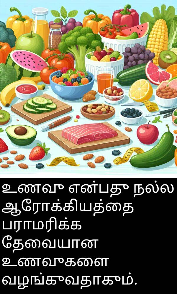 பராமரிக்க: உணவு என்பது நல்ல ஆரோக்கியத்தை பராமரிக்க தேவையான உணவுகளை வழங்குவதாகும்.