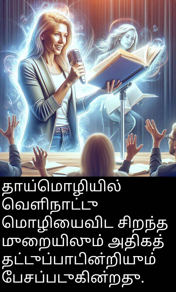 தாய்மொழியில்: தாய்மொழியில் வெளிநாட்டு மொழியைவிட சிறந்த முறையிலும் அதிகத் தட்டுப்பாடின்றியும் பேசப்படுகின்றது.