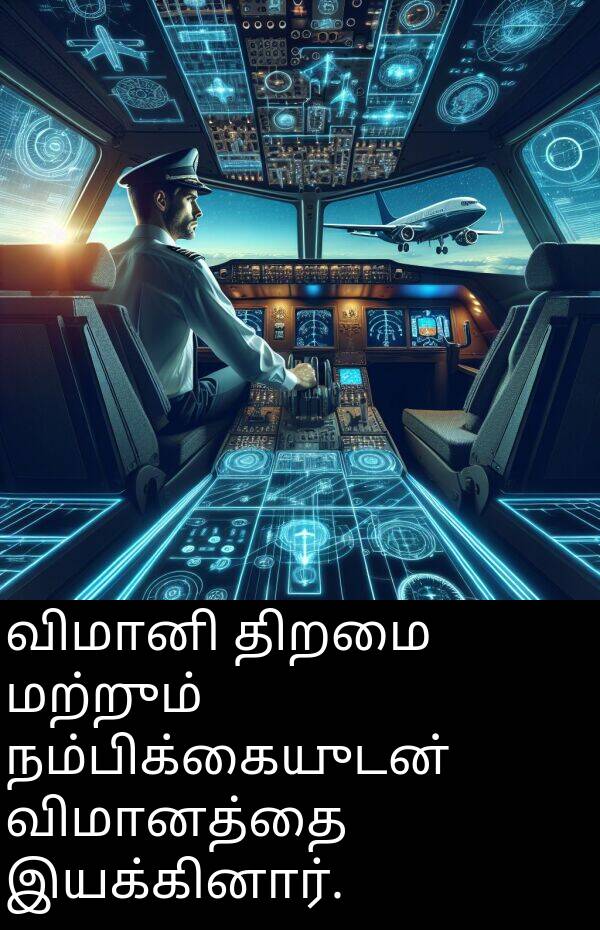 திறமை: விமானி திறமை மற்றும் நம்பிக்கையுடன் விமானத்தை இயக்கினார்.