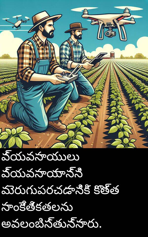 అవలంబిస్తున్నారు: వ్యవసాయులు వ్యవసాయాన్ని మెరుగుపరచడానికి కొత్త సాంకేతికతలను అవలంబిస్తున్నారు.