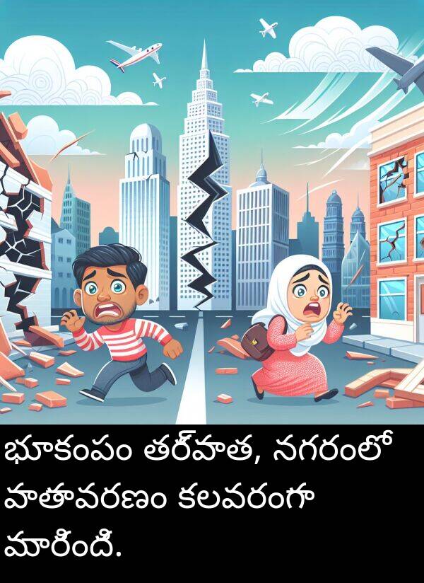 నగరంలో: భూకంపం తర్వాత, నగరంలో వాతావరణం కలవరంగా మారింది.