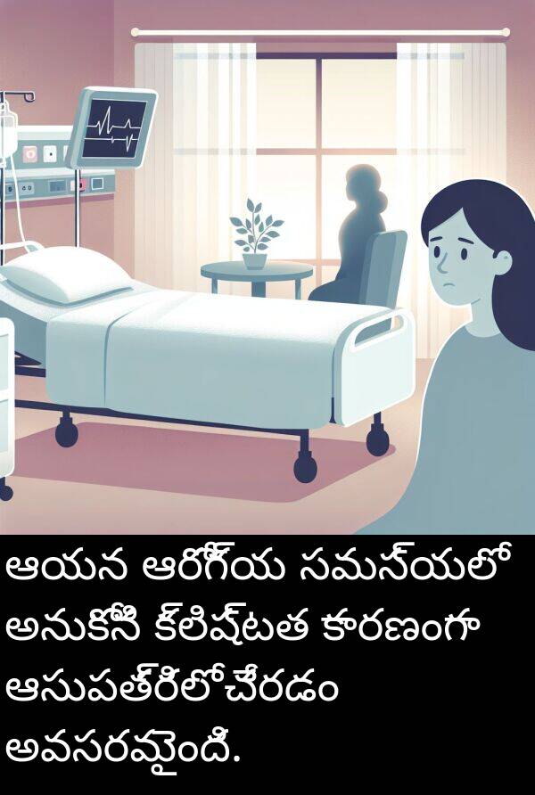 సమస్యలో: ఆయన ఆరోగ్య సమస్యలో అనుకోని క్లిష్టత కారణంగా ఆసుపత్రిలో చేరడం అవసరమైంది.