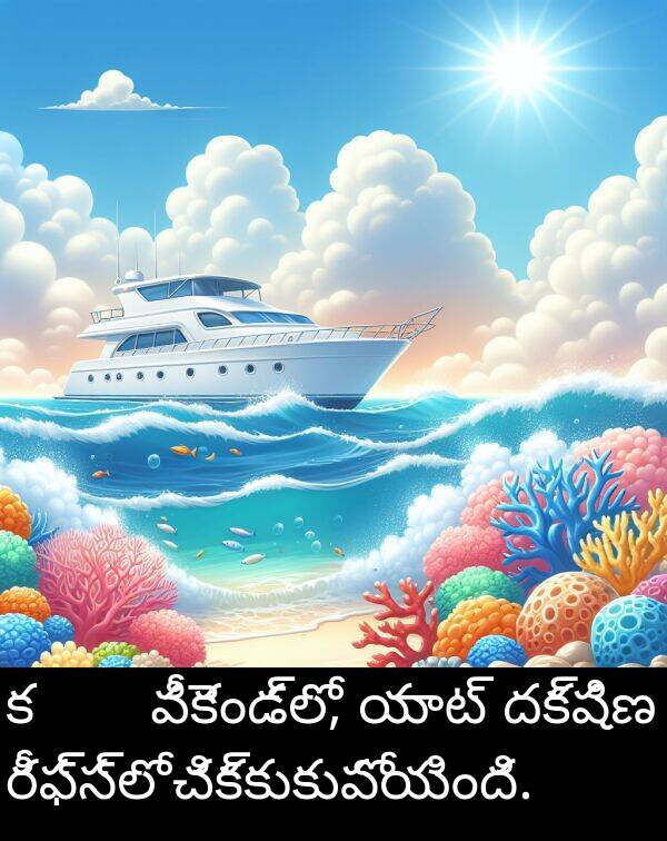 యాట్: కಳೆದ వీకెండ్‌లో, యాట్ దక్షిణ రీఫ్స్‌లో చిక్కుకుపోయింది.