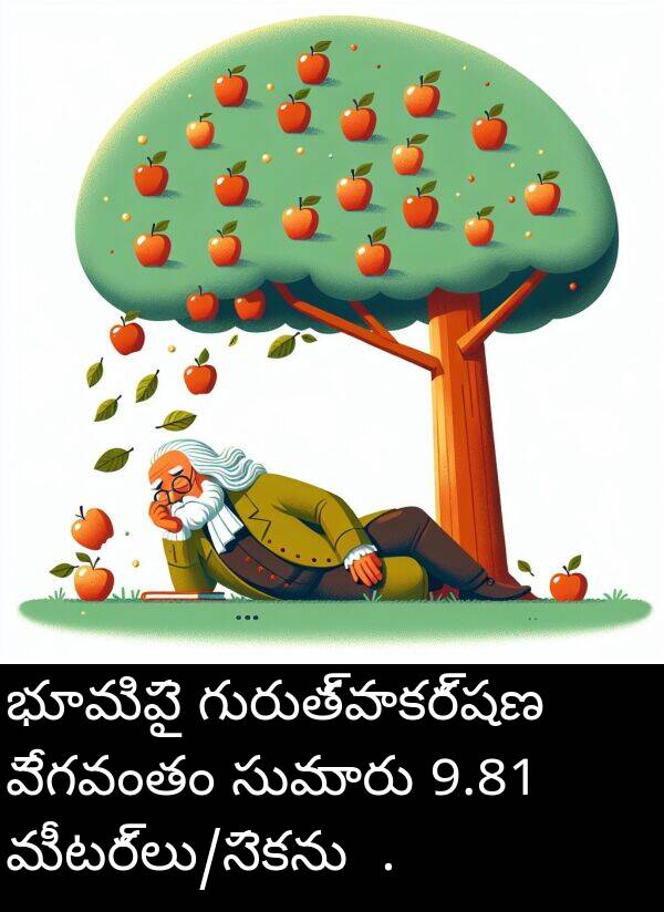 గురుత్వాకర్షణ: భూమిపై గురుత్వాకర్షణ వేగవంతం సుమారు 9.81 మీటర్లు/సెకను².