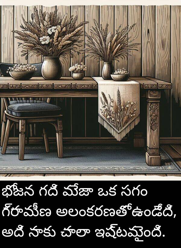 గది: భోజన గది మేజా ఒక సగం గ్రామీణ అలంకరణతో ఉండేది, అది నాకు చాలా ఇష్టమైంది.