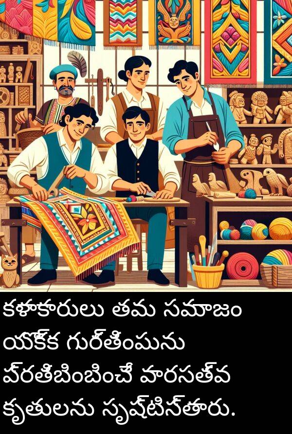 ప్రతిబింబించే: కళాకారులు తమ సమాజం యొక్క గుర్తింపును ప్రతిబింబించే వారసత్వ కృతులను సృష్టిస్తారు.