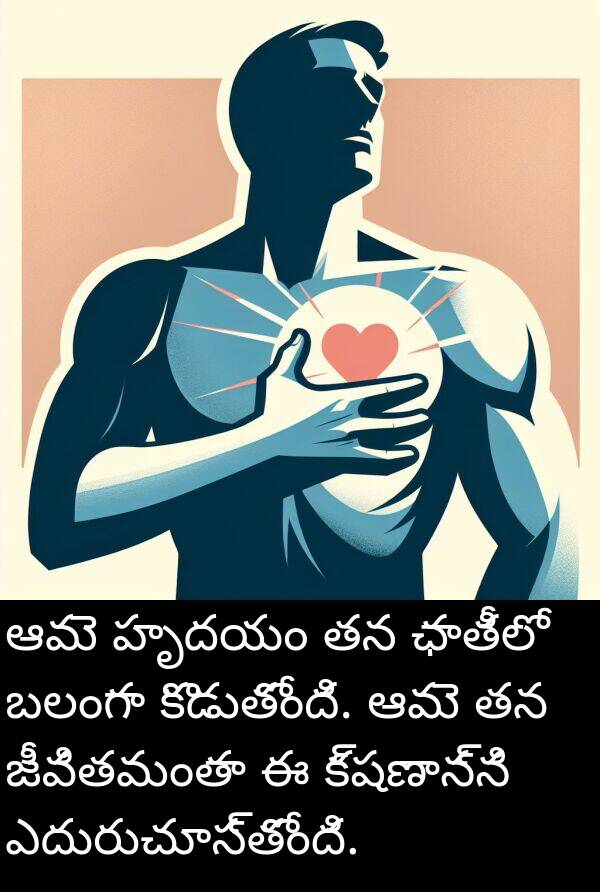 జీవితమంతా: ఆమె హృదయం తన ఛాతీలో బలంగా కొడుతోంది. ఆమె తన జీవితమంతా ఈ క్షణాన్ని ఎదురుచూస్తోంది.