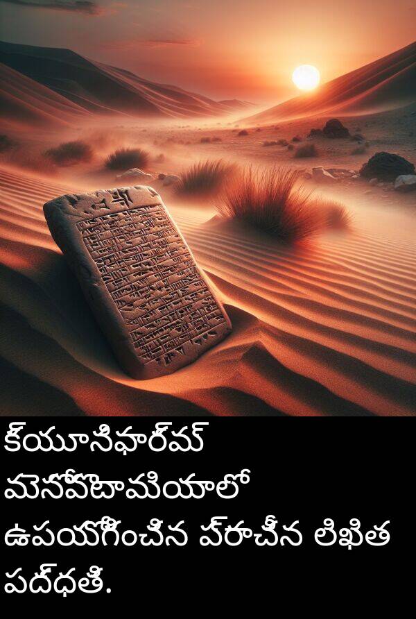 పద్ధతి: క్యూనిఫార్మ్ మెసోపొటామియాలో ఉపయోగించిన ప్రాచీన లిఖిత పద్ధతి.