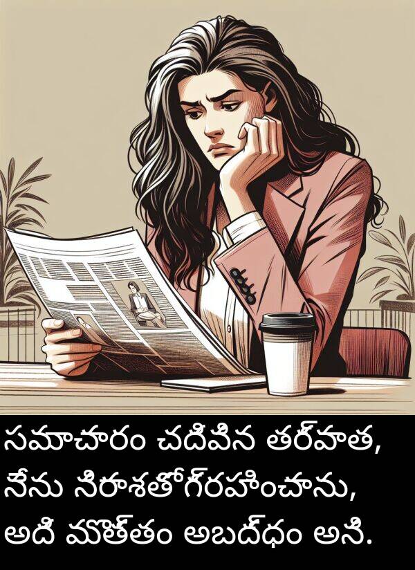 గ్రహించాను: సమాచారం చదివిన తర్వాత, నేను నిరాశతో గ్రహించాను, అది మొత్తం అబద్ధం అని.