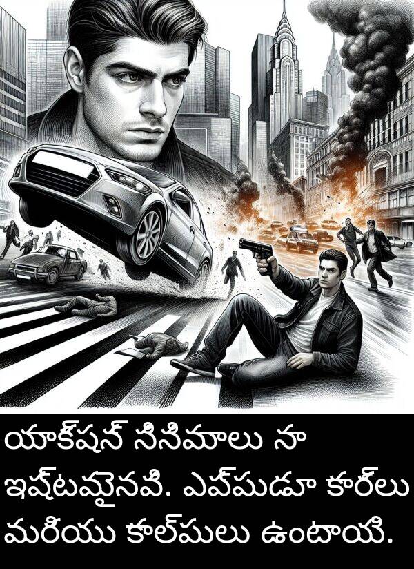 యాక్షన్: యాక్షన్ సినిమాలు నా ఇష్టమైనవి. ఎప్పుడూ కార్లు మరియు కాల్పులు ఉంటాయి.