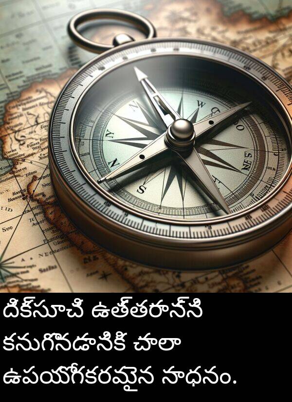 కనుగొనడానికి: దిక్సూచి ఉత్తరాన్ని కనుగొనడానికి చాలా ఉపయోగకరమైన సాధనం.