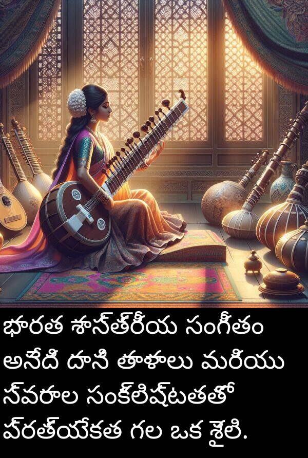 తాళాలు: భారత శాస్త్రీయ సంగీతం అనేది దాని తాళాలు మరియు స్వరాల సంక్లిష్టతతో ప్రత్యేకత గల ఒక శైలి.