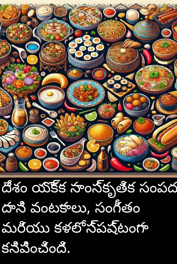 సంపద: దేశం యొక్క సాంస్కృతిక సంపద దాని వంటకాలు, సంగీతం మరియు కళలో స్పష్టంగా కనిపించింది.