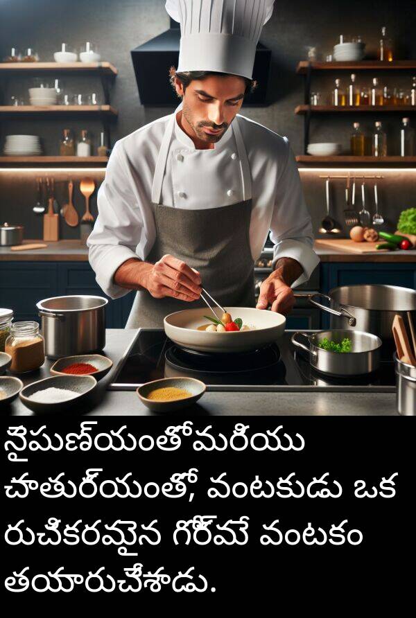 రుచికరమైన: నైపుణ్యంతో మరియు చాతుర్యంతో, వంటకుడు ఒక రుచికరమైన గోర్మే వంటకం తయారుచేశాడు.