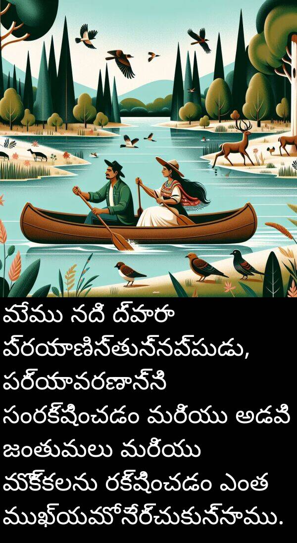 రక్షించడం: మేము నది ద్వారా ప్రయాణిస్తున్నప్పుడు, పర్యావరణాన్ని సంరక్షించడం మరియు అడవి జంతువులు మరియు మొక్కలను రక్షించడం ఎంత ముఖ్యమో నేర్చుకున్నాము.