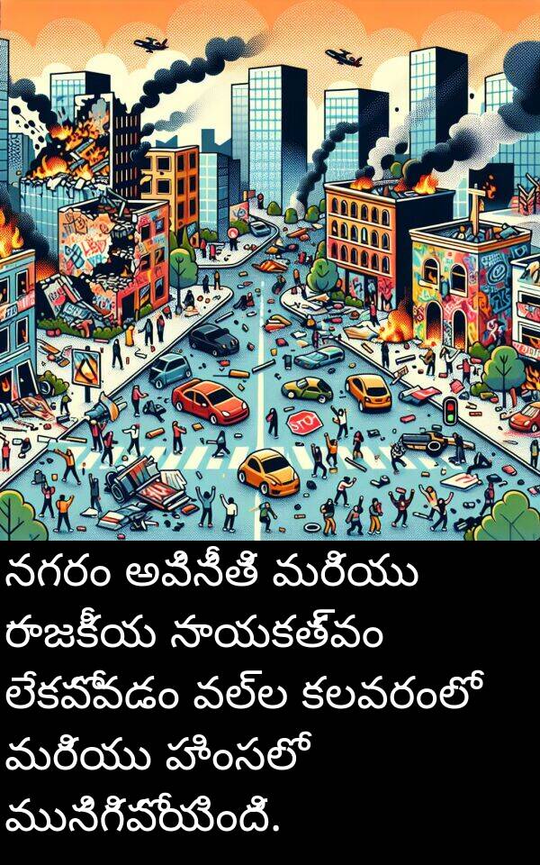 నగరం: నగరం అవినీతి మరియు రాజకీయ నాయకత్వం లేకపోవడం వల్ల కలవరంలో మరియు హింసలో మునిగిపోయింది.