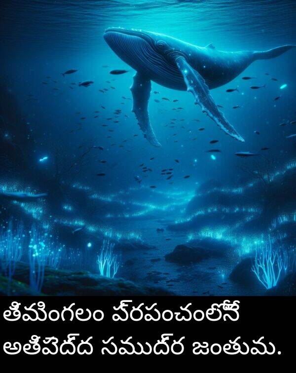అతిపెద్ద: తిమింగలం ప్రపంచంలోనే అతిపెద్ద సముద్ర జంతువు.