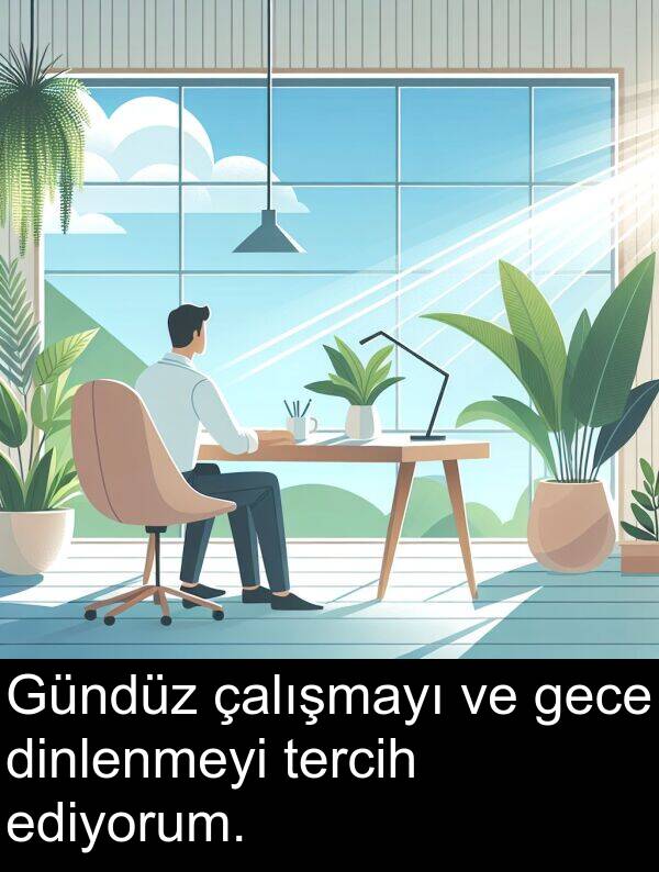 gece: Gündüz çalışmayı ve gece dinlenmeyi tercih ediyorum.
