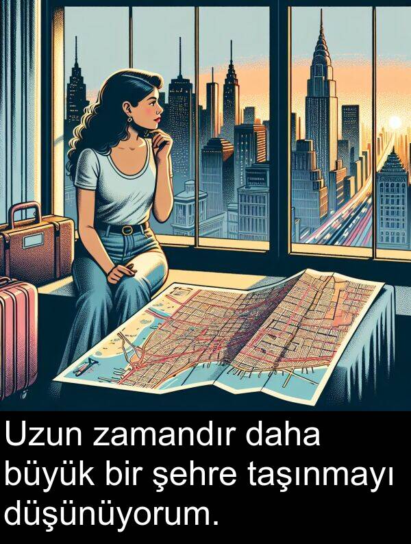 zamandır: Uzun zamandır daha büyük bir şehre taşınmayı düşünüyorum.
