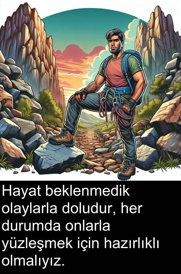 hazırlıklı: Hayat beklenmedik olaylarla doludur, her durumda onlarla yüzleşmek için hazırlıklı olmalıyız.