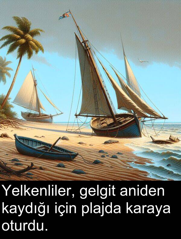 gelgit: Yelkenliler, gelgit aniden kaydığı için plajda karaya oturdu.