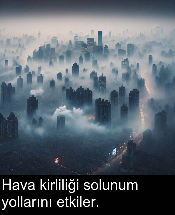etkiler: Hava kirliliği solunum yollarını etkiler.