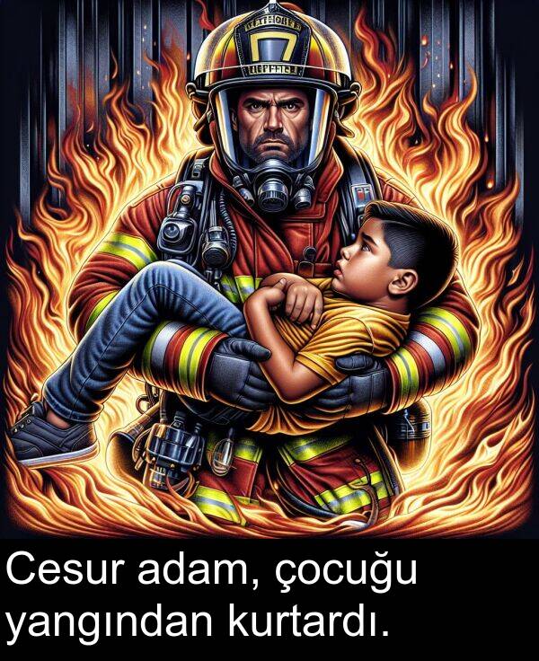 adam: Cesur adam, çocuğu yangından kurtardı.