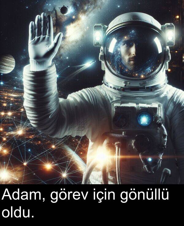 gönüllü: Adam, görev için gönüllü oldu.