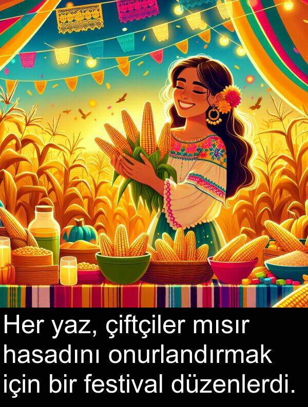 festival: Her yaz, çiftçiler mısır hasadını onurlandırmak için bir festival düzenlerdi.