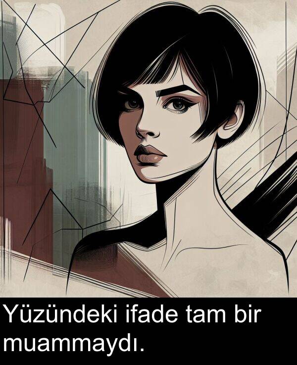 ifade: Yüzündeki ifade tam bir muammaydı.