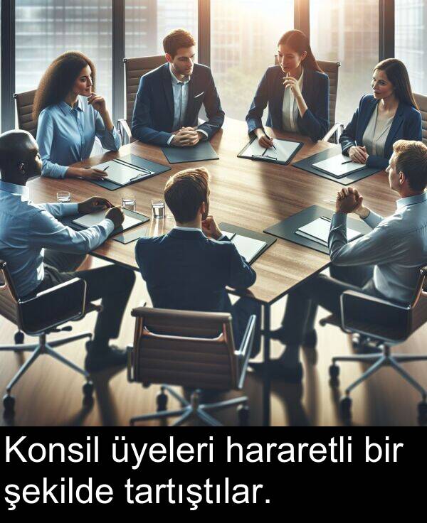 tartıştılar: Konsil üyeleri hararetli bir şekilde tartıştılar.
