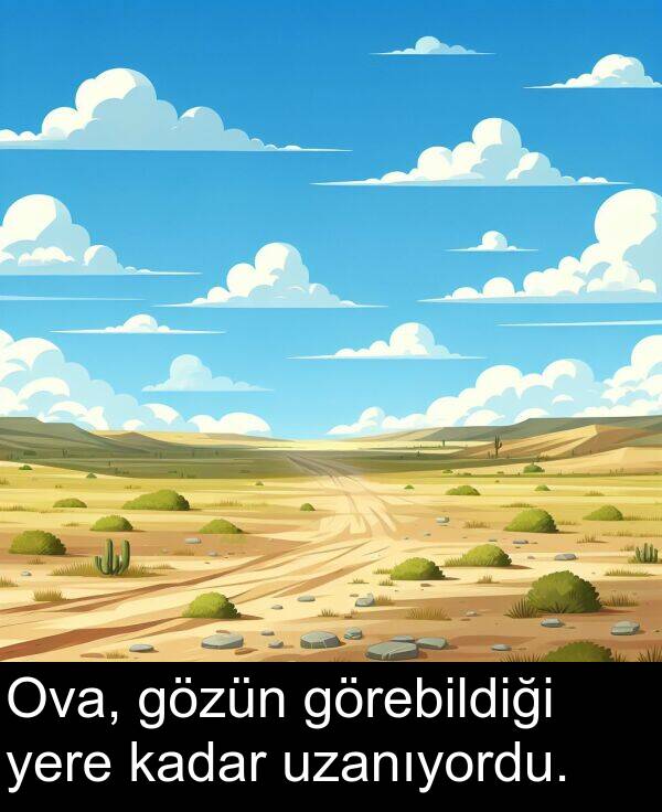 kadar: Ova, gözün görebildiği yere kadar uzanıyordu.