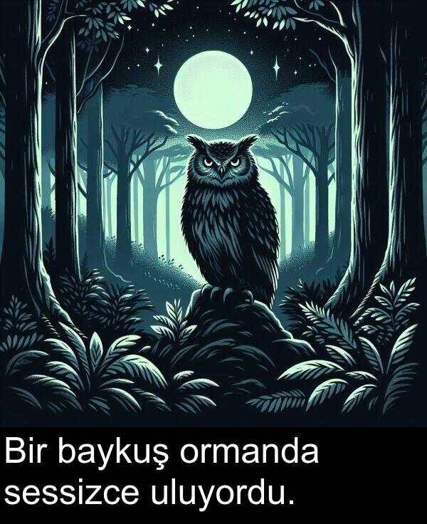 sessizce: Bir baykuş ormanda sessizce uluyordu.