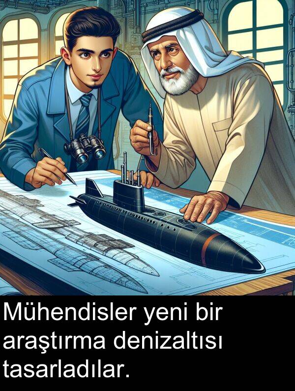 tasarladılar: Mühendisler yeni bir araştırma denizaltısı tasarladılar.