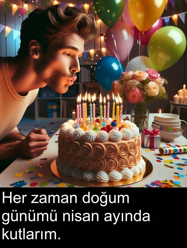 zaman: Her zaman doğum günümü nisan ayında kutlarım.