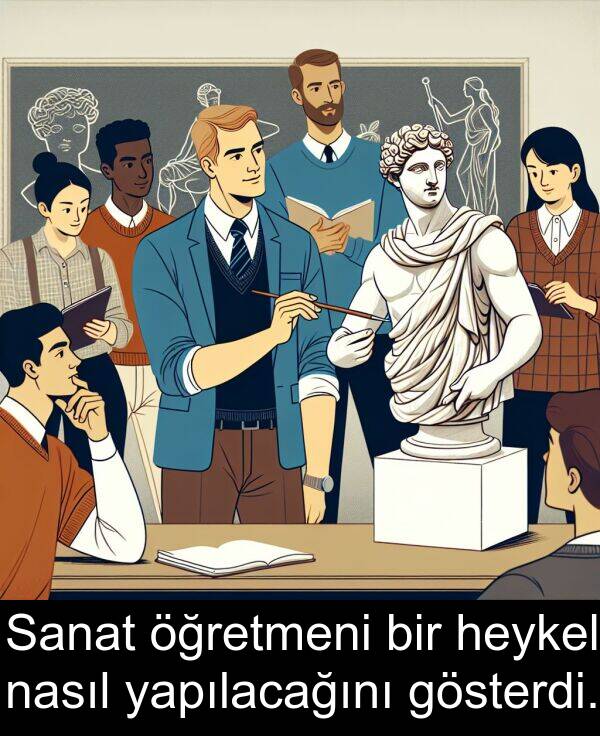 nasıl: Sanat öğretmeni bir heykel nasıl yapılacağını gösterdi.