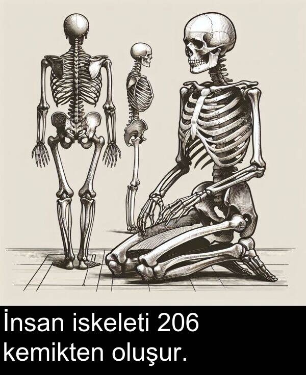 kemikten: İnsan iskeleti 206 kemikten oluşur.