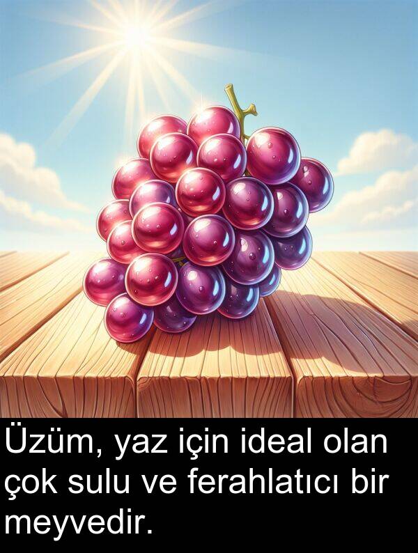 ideal: Üzüm, yaz için ideal olan çok sulu ve ferahlatıcı bir meyvedir.