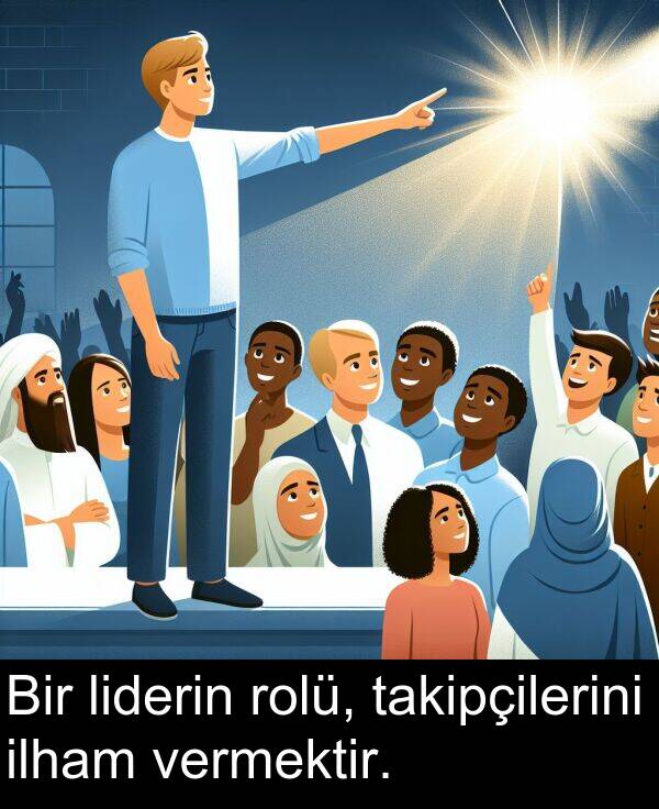 liderin: Bir liderin rolü, takipçilerini ilham vermektir.