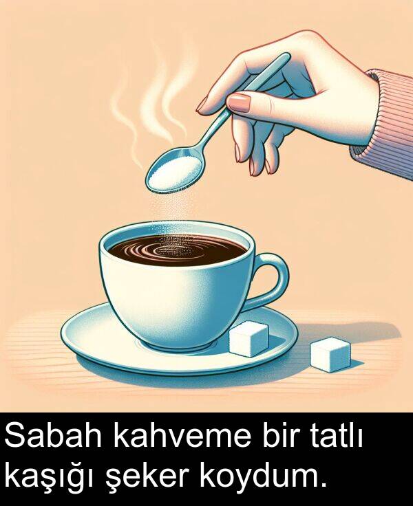 kahveme: Sabah kahveme bir tatlı kaşığı şeker koydum.