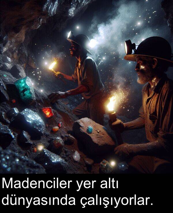 altı: Madenciler yer altı dünyasında çalışıyorlar.