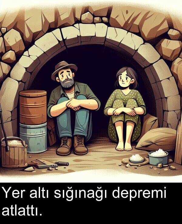 altı: Yer altı sığınağı depremi atlattı.